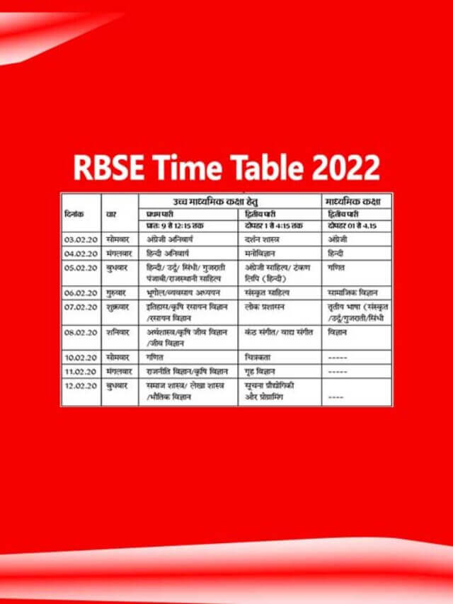RBSE-Half-Yearly-Time-Table-2022