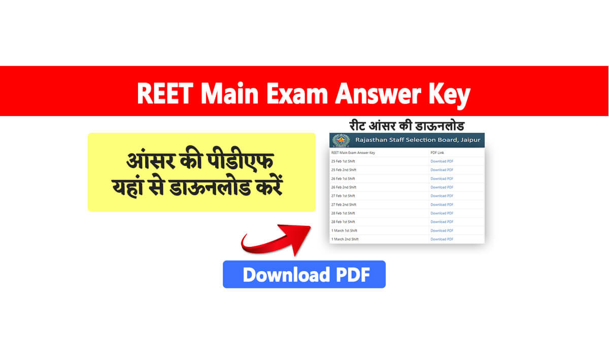REET Main Exam Answer Key 2023 Download