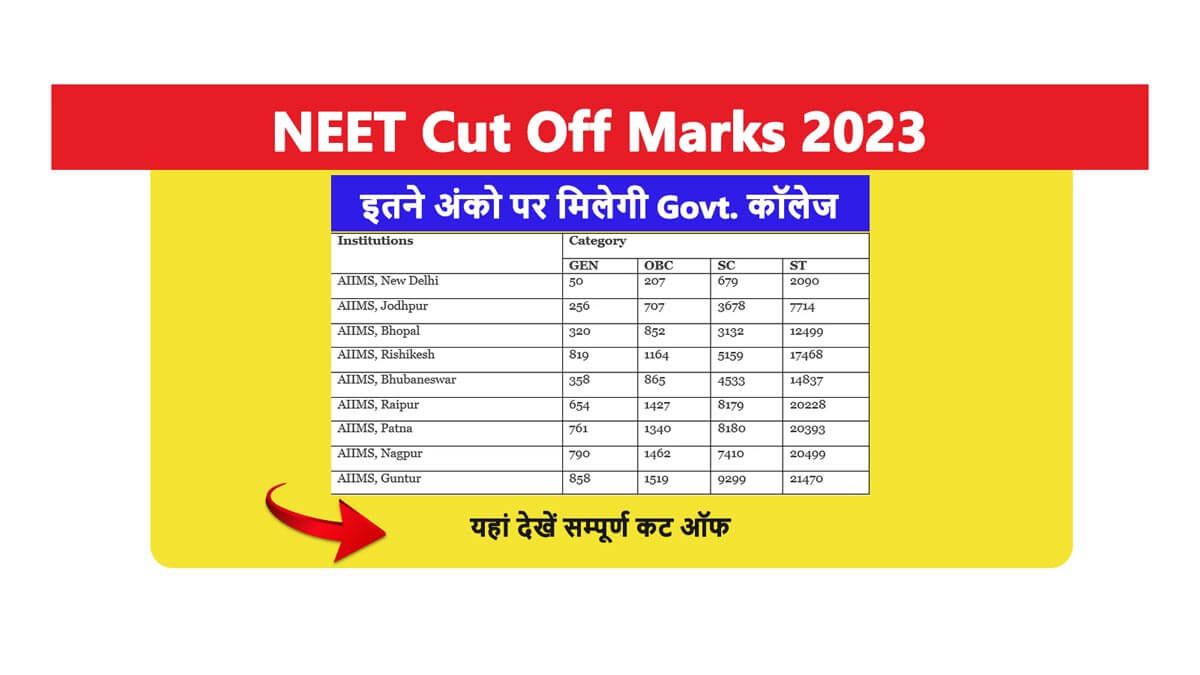 NEET Cut Off 2023 for MBBS Government College